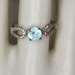 Aquamarine S925 Double Loop Ring